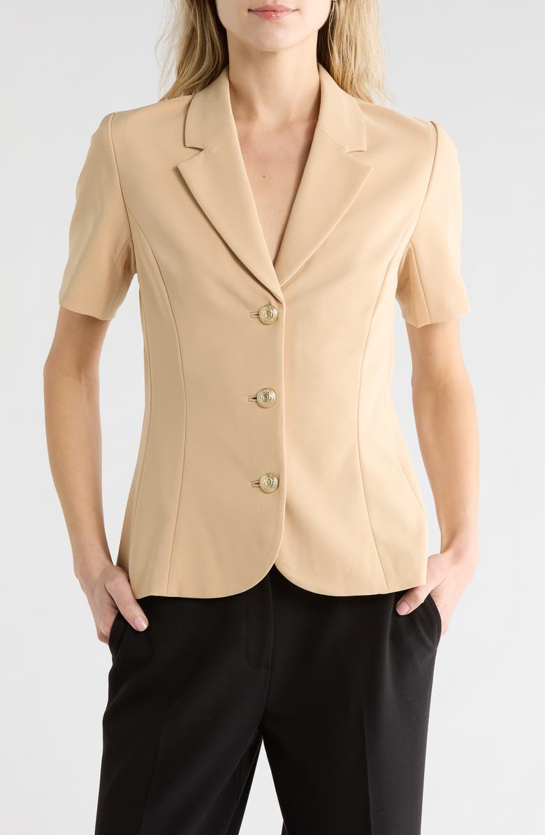 JASON WU Short Sleeve Blazer, Main, color, Cuban Sand