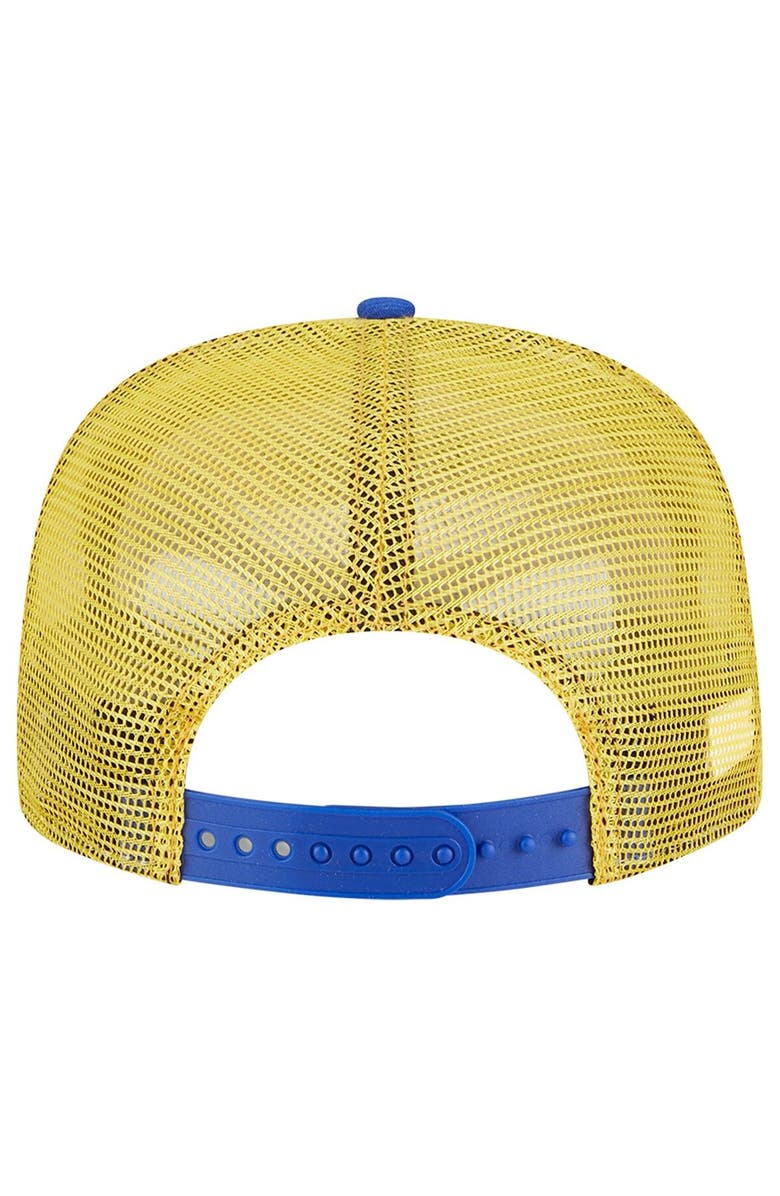 New Era Men's New Era Blue Golden State Warriors Script Logo Golfer 9FIFTY Snapback Hat, Alternate, color, 