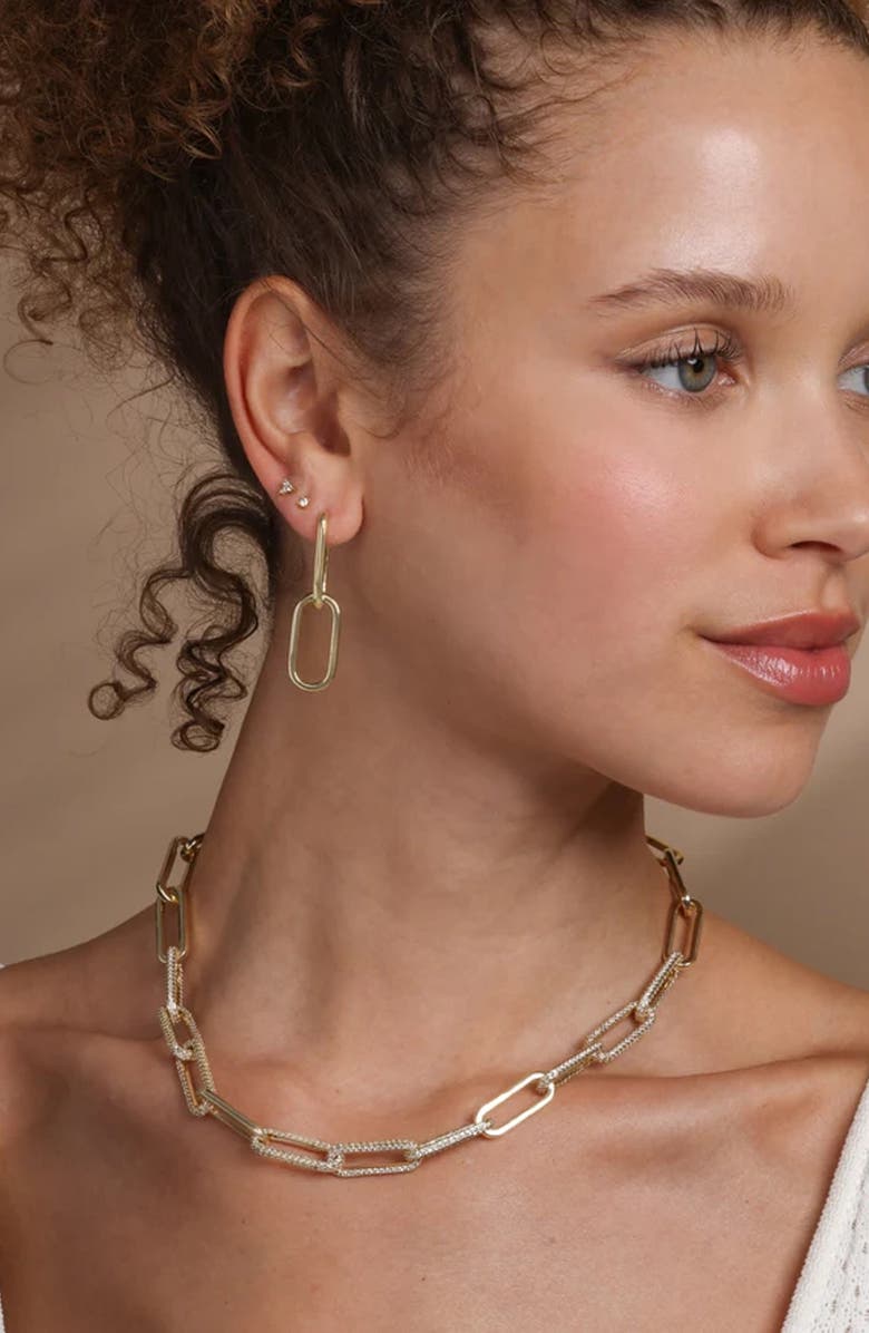 Melinda Maria Carrie Chain Convertible Drop Hoop Earrings, Alternate, color, Gold