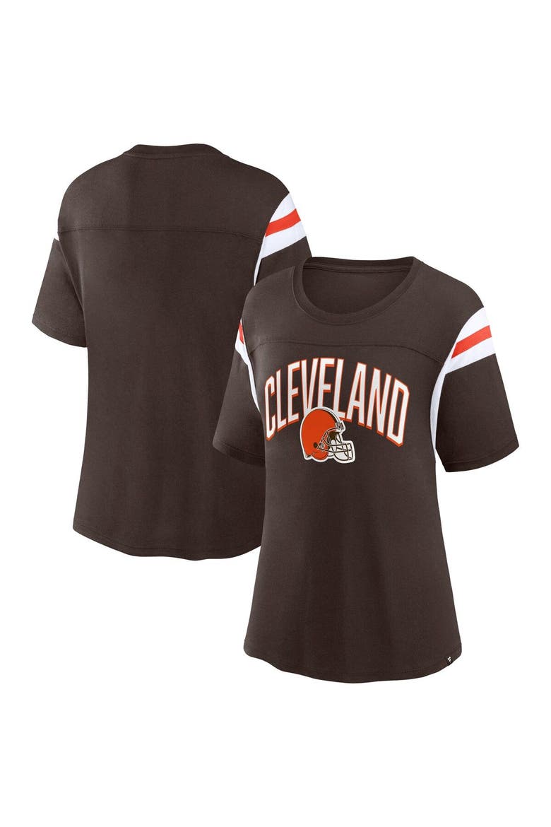 Women's Fanatics Branded Brown Cleveland Browns Earned Stripes T-Shirt, Main, color, Brown