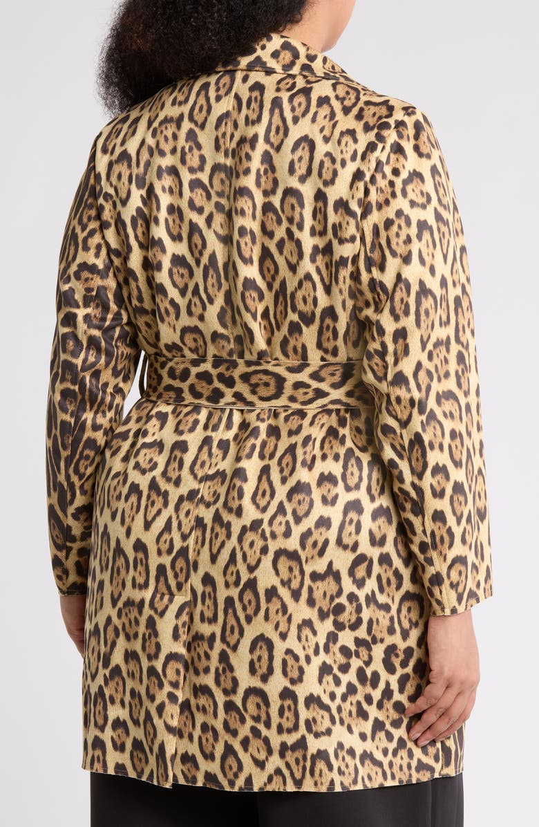 T Tahari Leopard Faux Suede Coat, Alternate, color,
