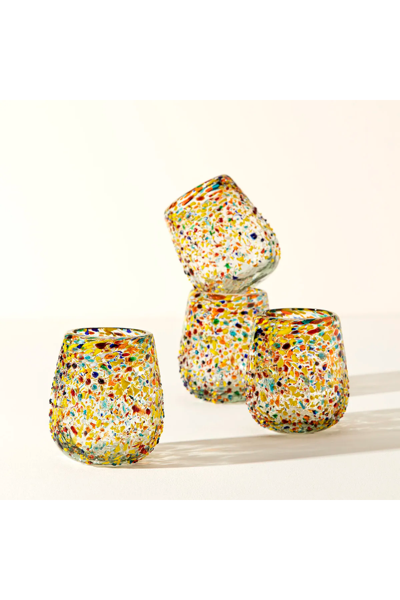 Fiesta Mexican Wine Glasses, Alternate, color, Confetti Multi-color