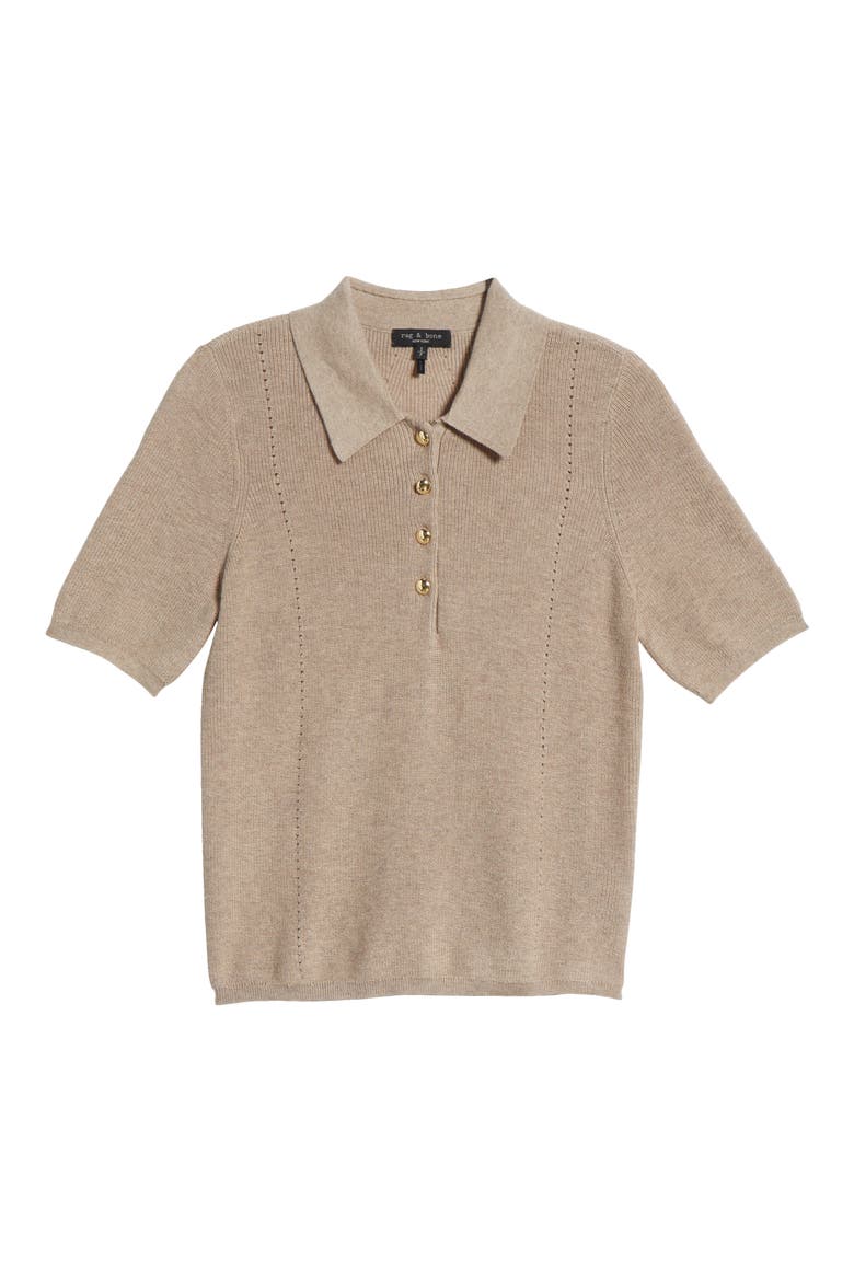 Darcey Cotton & Cashmere Polo Sweater, Alternate, color, DARK TAUPE