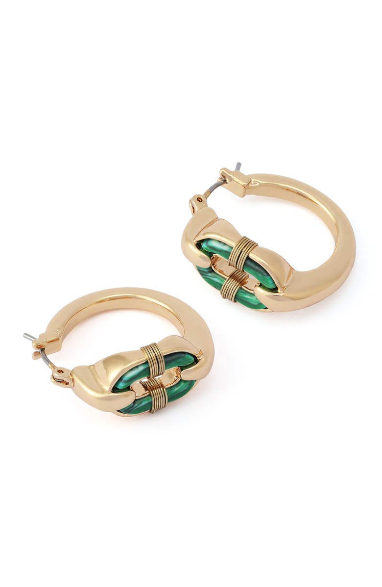 Robert Lee Morris Reconstituted Malachite Huggie Earrings, Alternate, color, Green