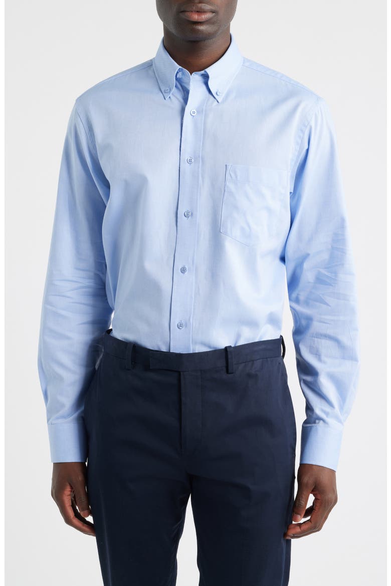 Regular Fit Light Blue Cotton Button-Down Oxford Shirt, Main, color, BLUE