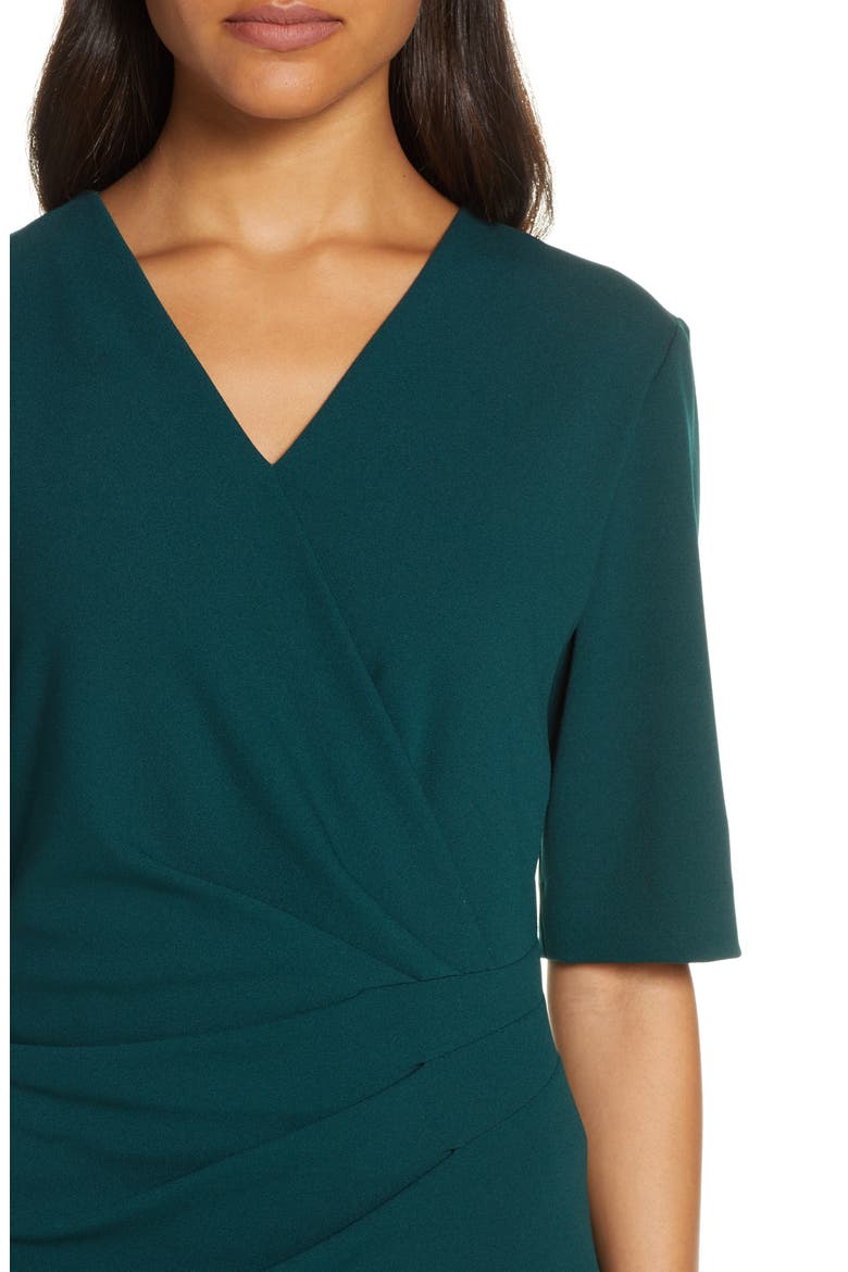 Pleat Detail Sheath Dress, Alternate, color, BOTTLE GREEN