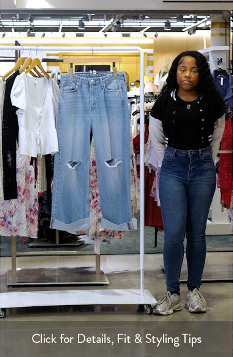 Logan Distressed Mid Rise Wide Leg Jeans