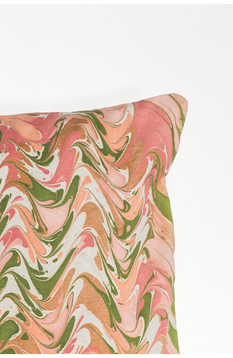 Inner Child Peony Bloom Hand-Marbled Square Pillow - Cover Only, Alternate, color, Peony Bloom