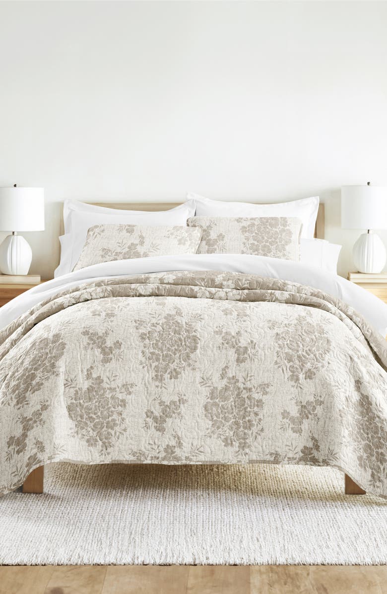 HOMESPUN Pattern Reversible Quilt & Sham Set, Alternate, color, Distressed Taupe