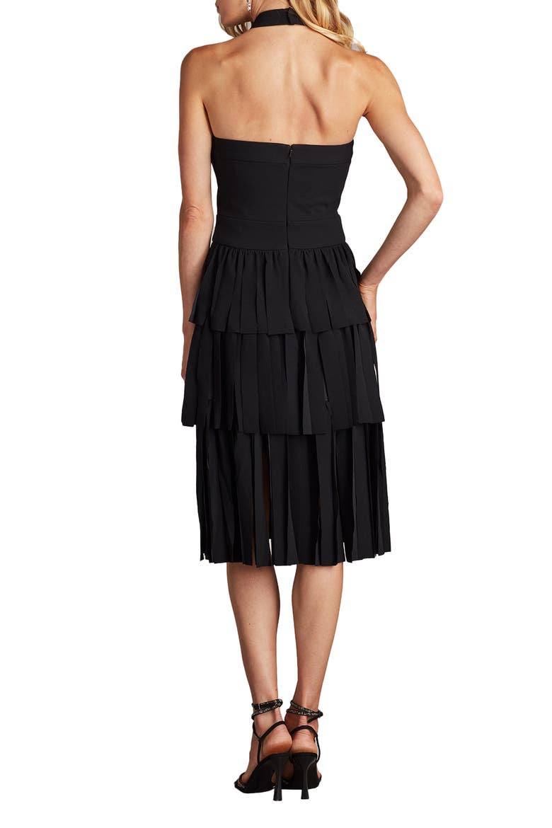 Halter Tiered Cocktail Dress, Alternate, color, BLACK