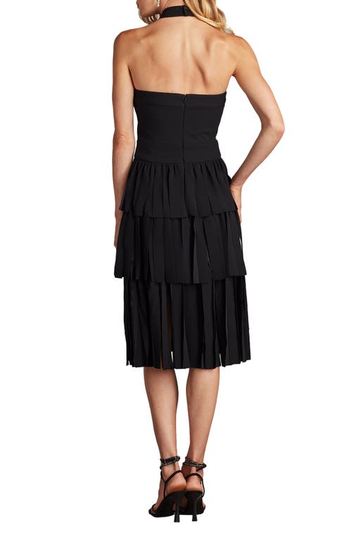 Tadashi Shoji Halter Tiered Cocktail Dress In Black