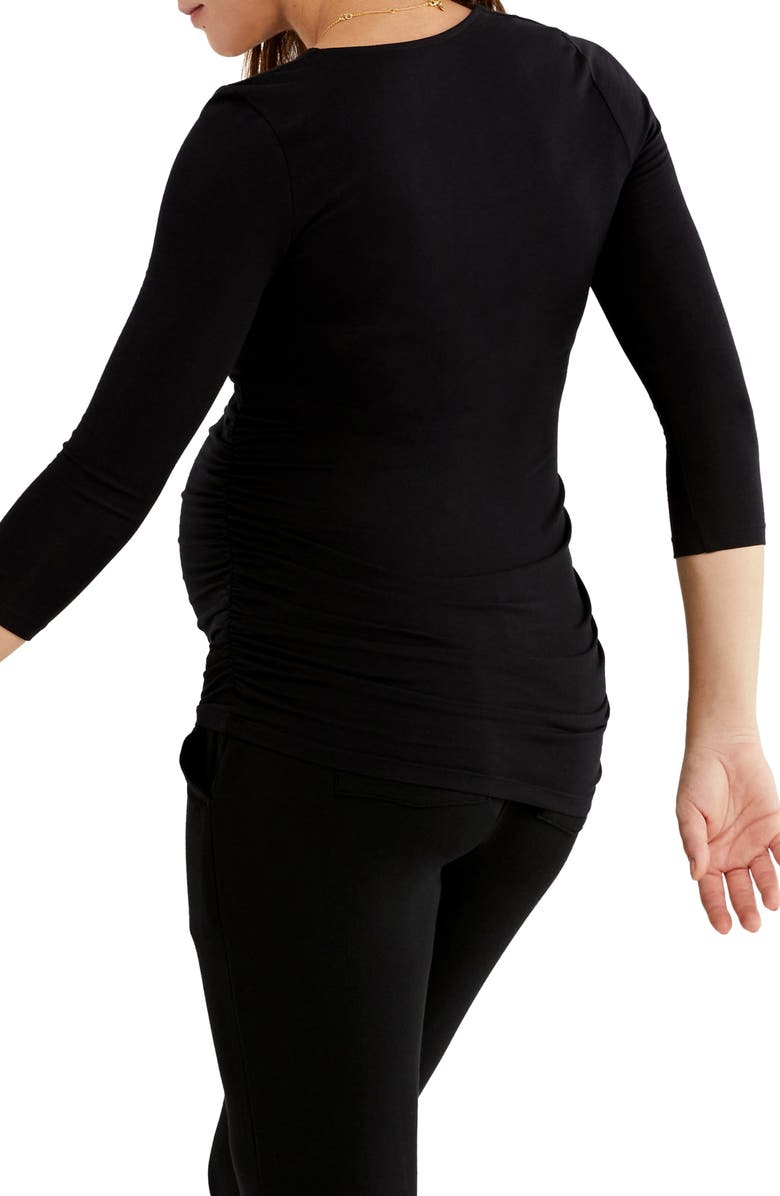 A PEA IN THE POD Luxessentials Ruched Three-Quarter Sleeve Maternity/Postpartum Top, Alternate, color,