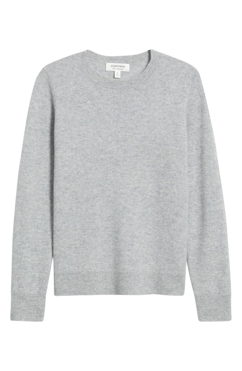 Nordstrom Cashmere Crewneck Sweater, Alternate, color, Grey Silk Heather