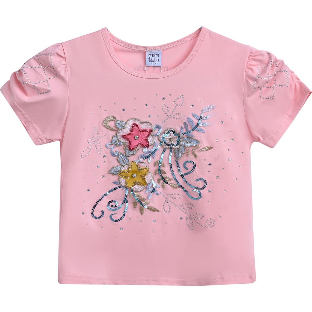 Mimi Tutu Floral-appliqué T-shirt In Pink