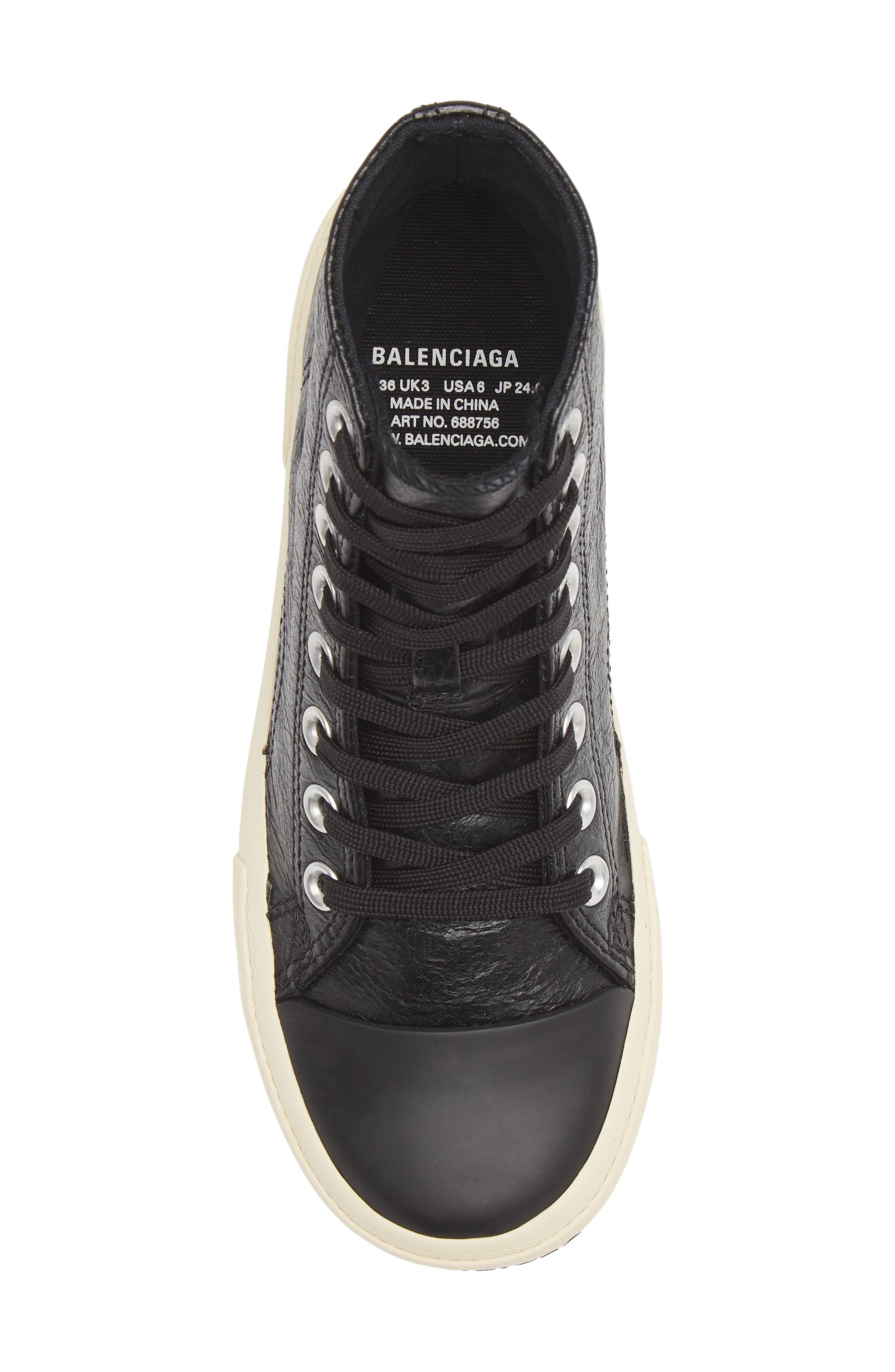 Balenciaga Paris Leather High Top Sneaker, Alternate, color, 