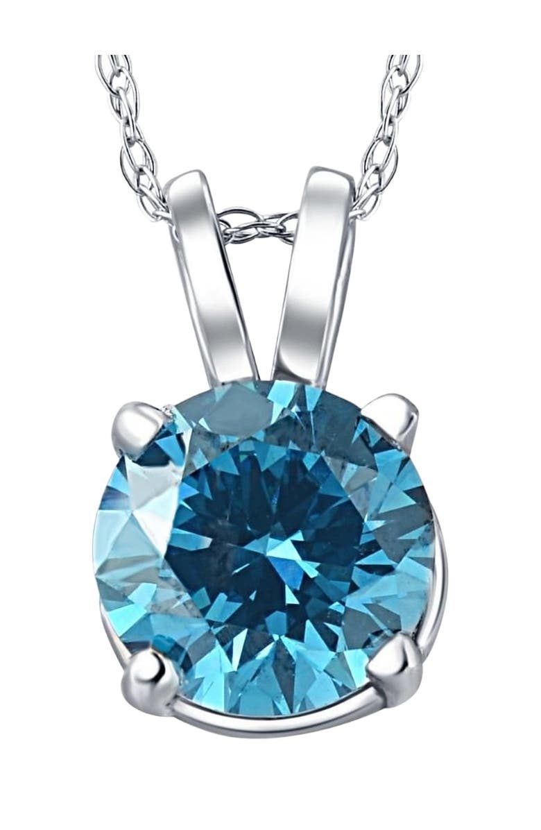 Bliss Diamond 1 Ct Blue Diamond Solitaire Pendant 14K Gold Lab Grown Necklace, Alternate, color, 