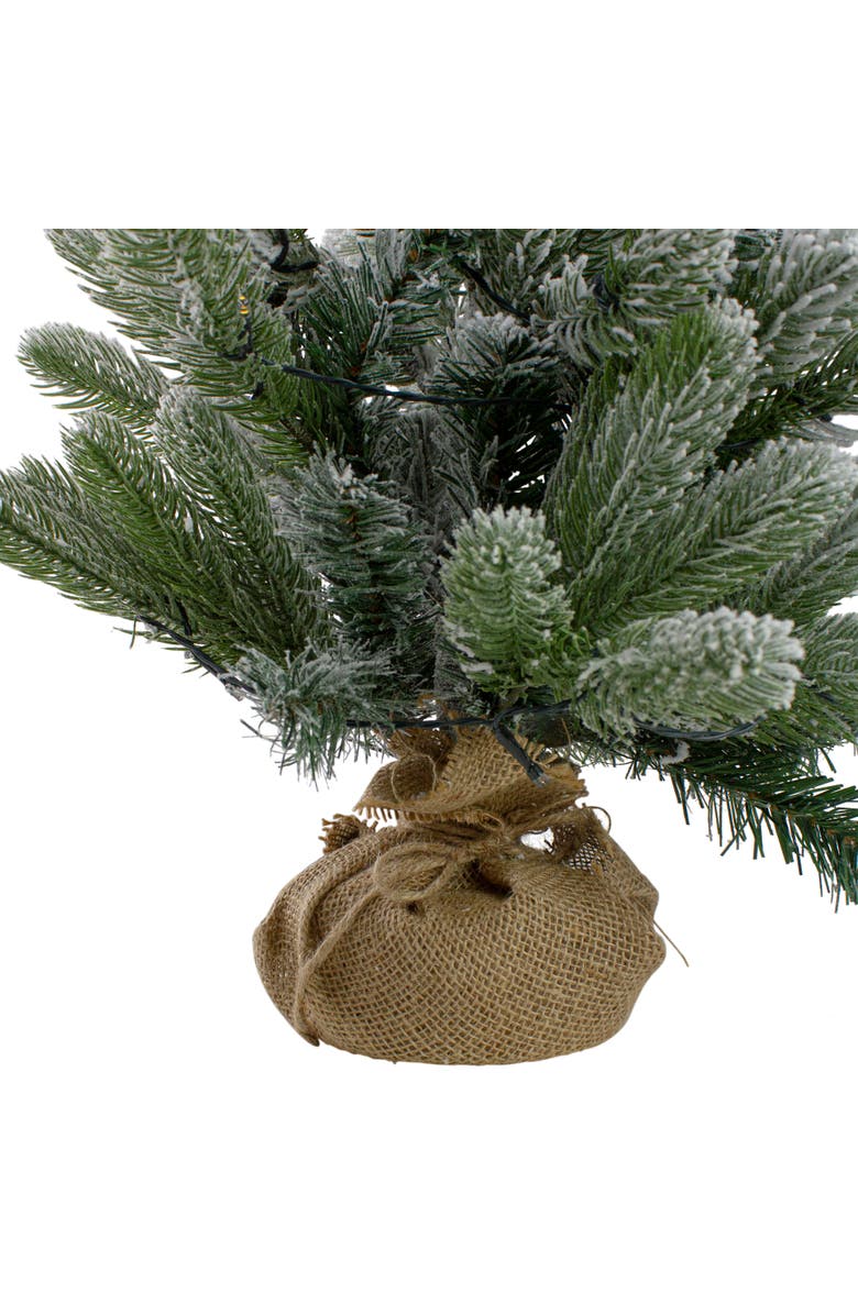 Northlight B/O Frosted Pine Artificial Christmas Tree with Burlap - 2' - Warm White Lights, Alternate, color, 