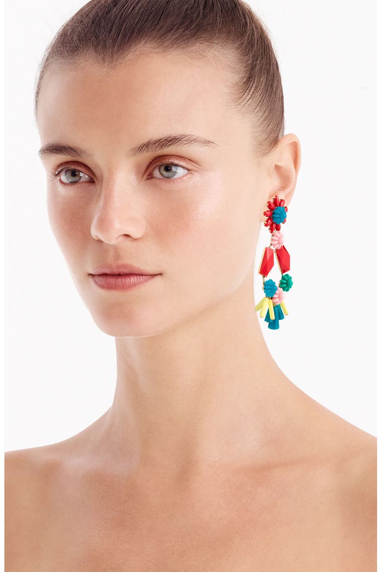 Flower & Bead Chandelier Earrings, Alternate, color, BLACK MULTI