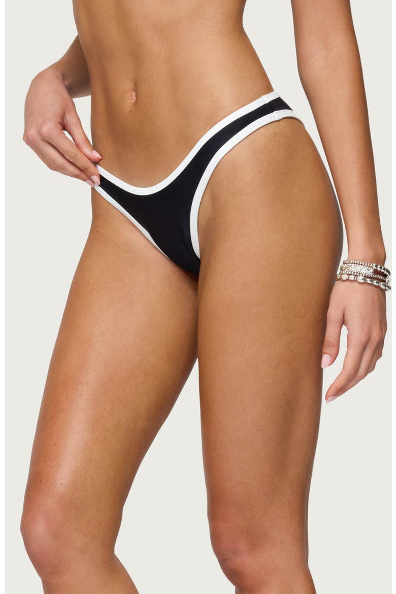 Dina Contrast Bikini Bottoms, Alternate, color, BLACK
