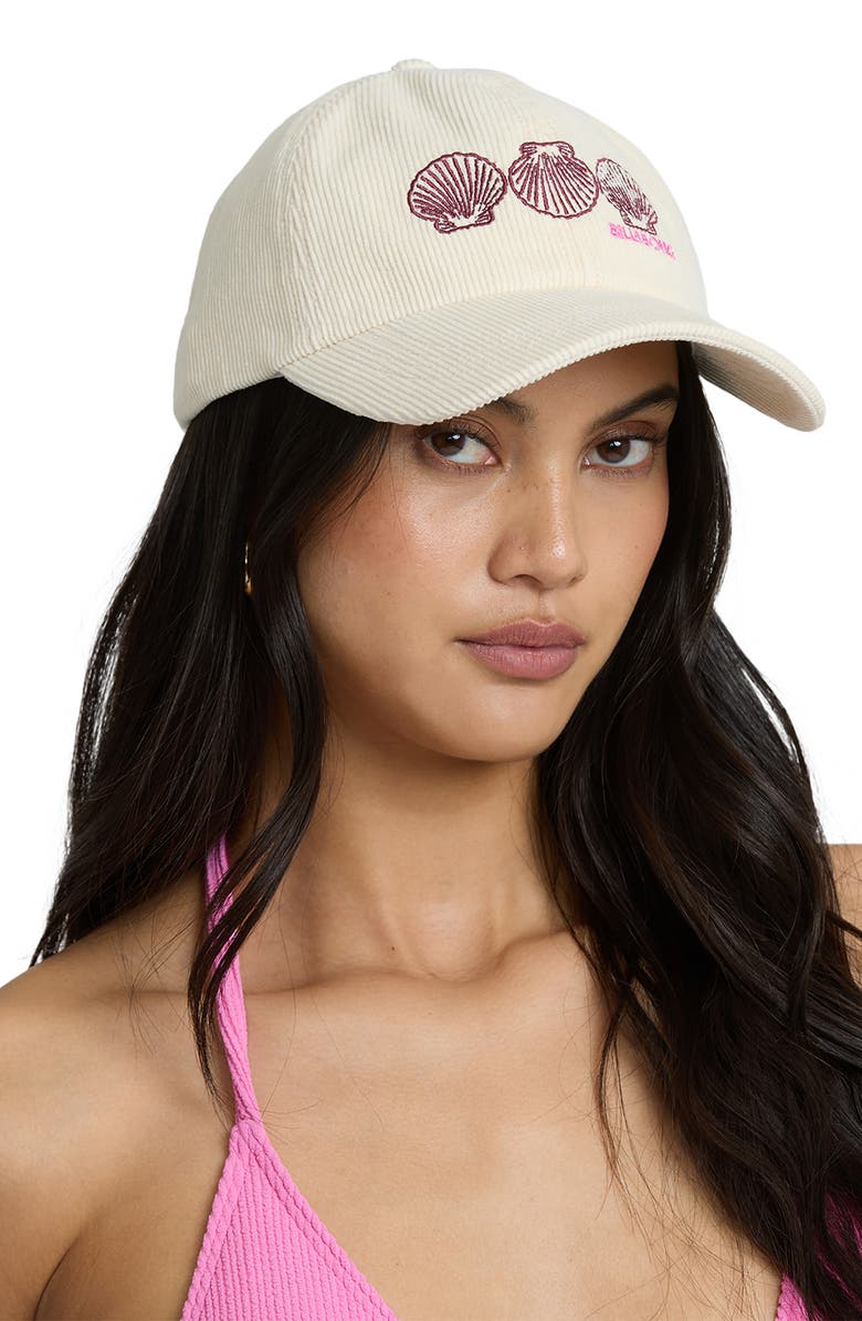 Billabong Embroidered Cotton Twill Baseball Cap, Alternate, color, Winter White