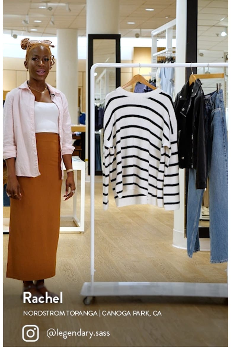 Stripe Oversize Organic Cotton & Wool Crewneck Sweater video