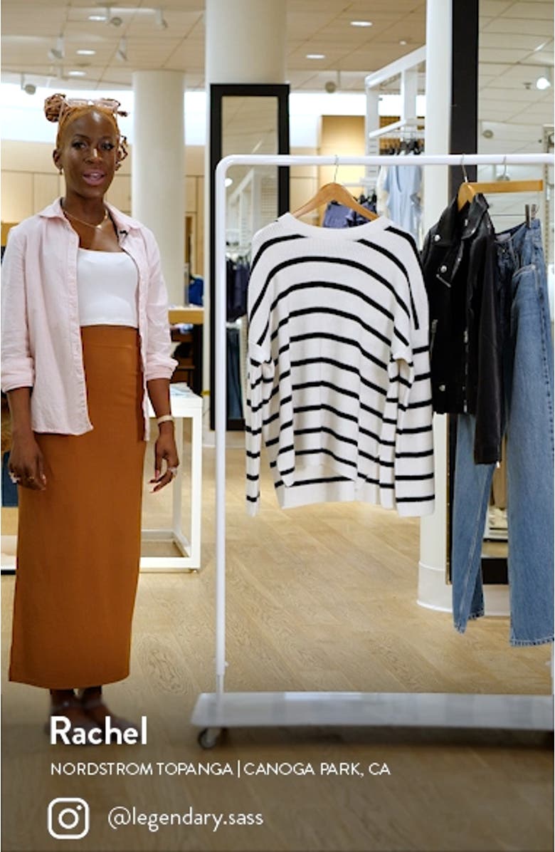 Stripe Oversize Organic Cotton & Wool Crewneck Sweater, sales video thumbnail