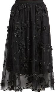 NIKKI LUND Audra Floral Appliqué Chiffon Maxi Skirt