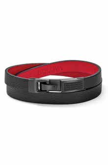 BULOVA Stainless Steel Leather Bracelet
