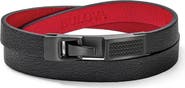 BULOVA Stainless Steel Leather Bracelet