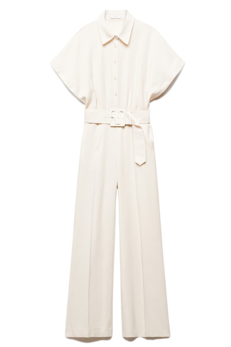 Belted Flare Leg Jumpsuit, Alternate, color, ECRU
