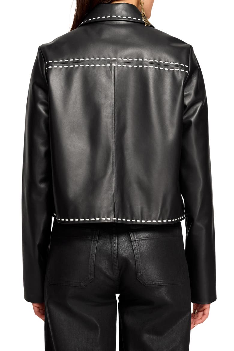 Mira Leather Jacket, Alternate, color, BLACK