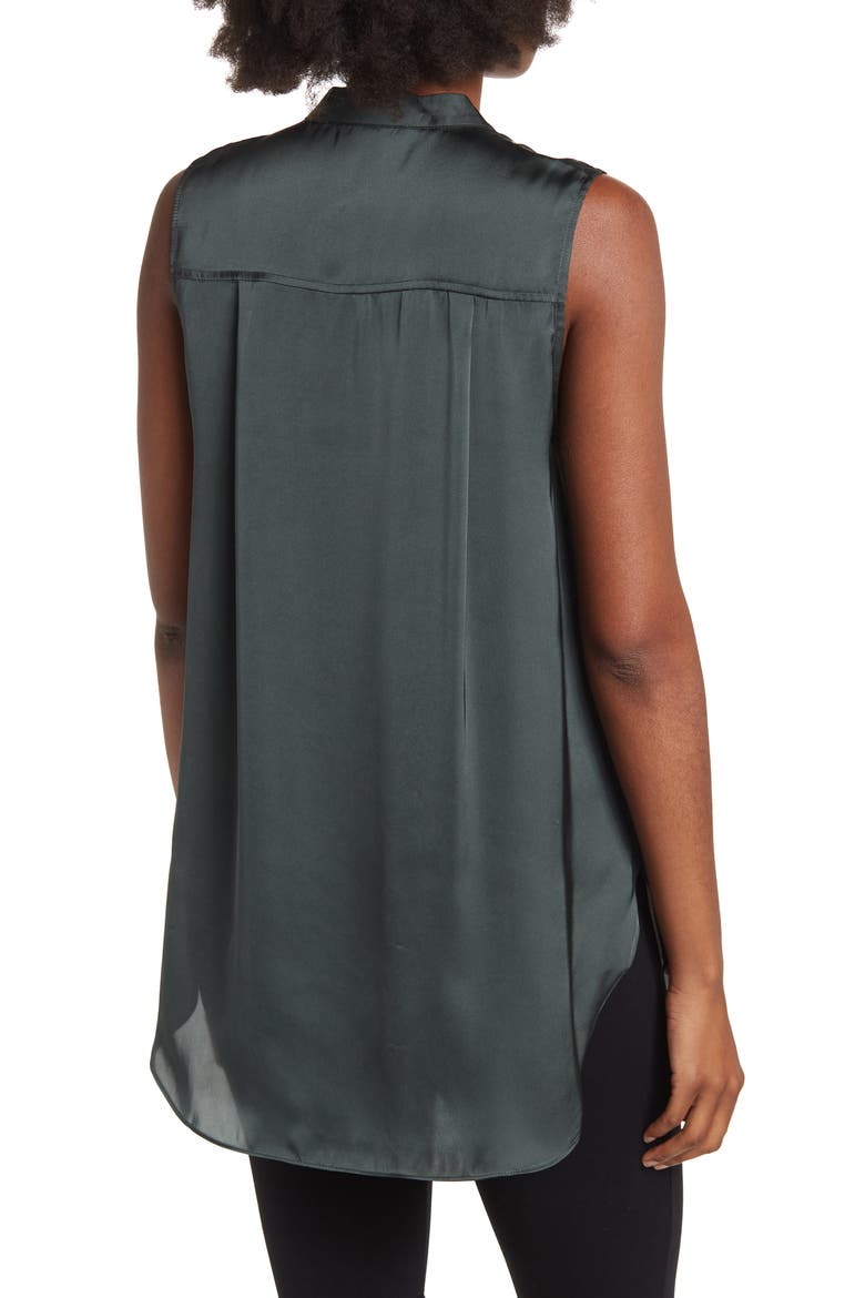 Sleeveless Satin Button-Up Tunic, Alternate, color, HUNTER