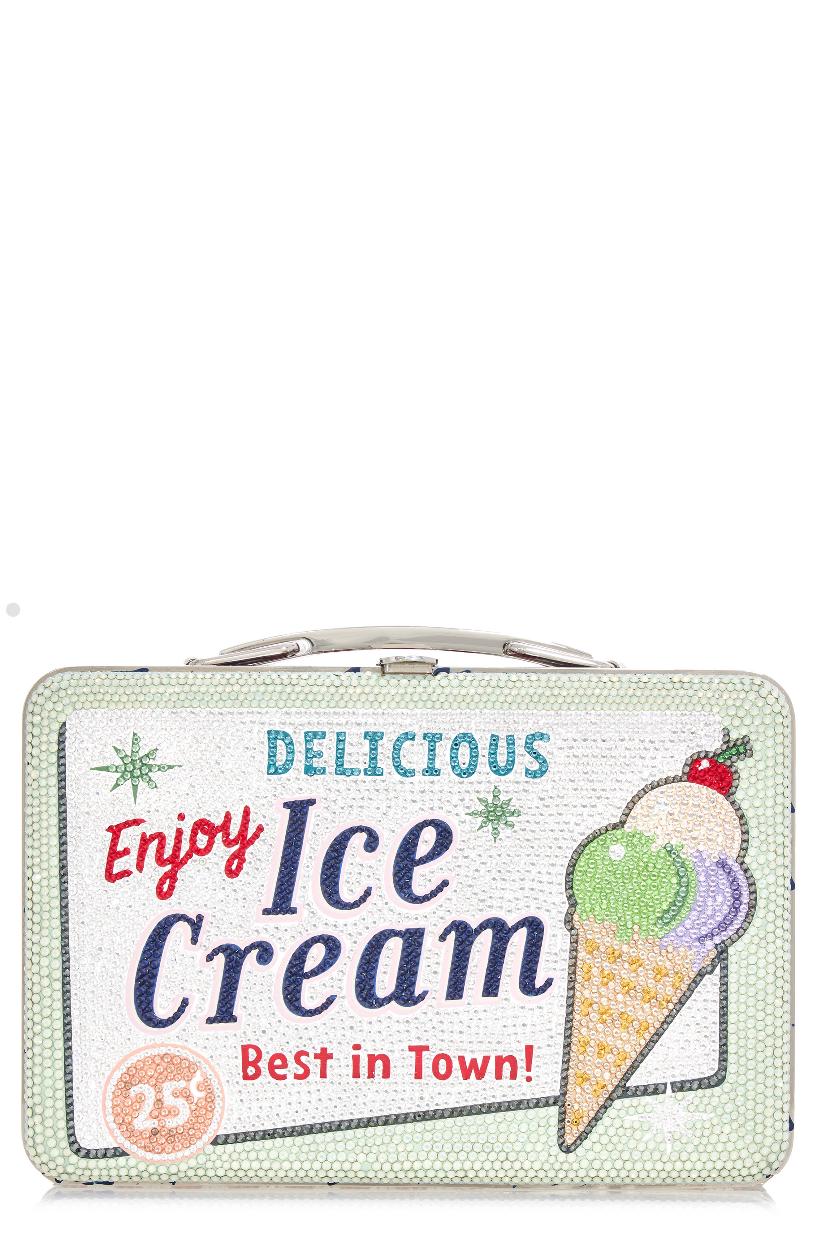 Judith Leiber Best Ice Cream Lunchbox Crystal Clutch, Main, color, 