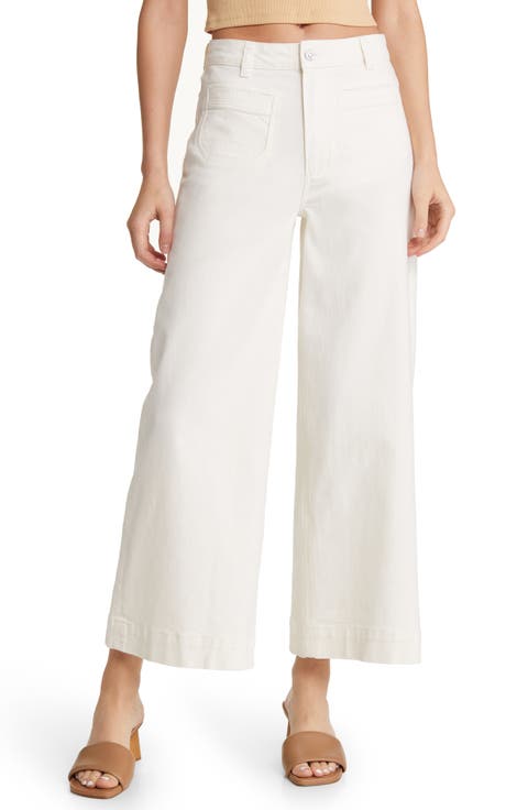 Harper High Waist Ankle Wide Leg Jeans (Tonal Ecru Distressed)