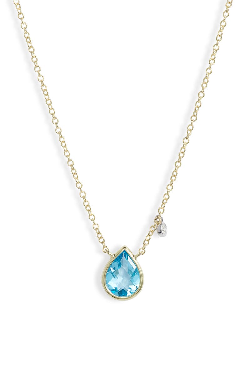 Blue Topaz & Diamond Pendant Necklace, Main, color, YELLOW