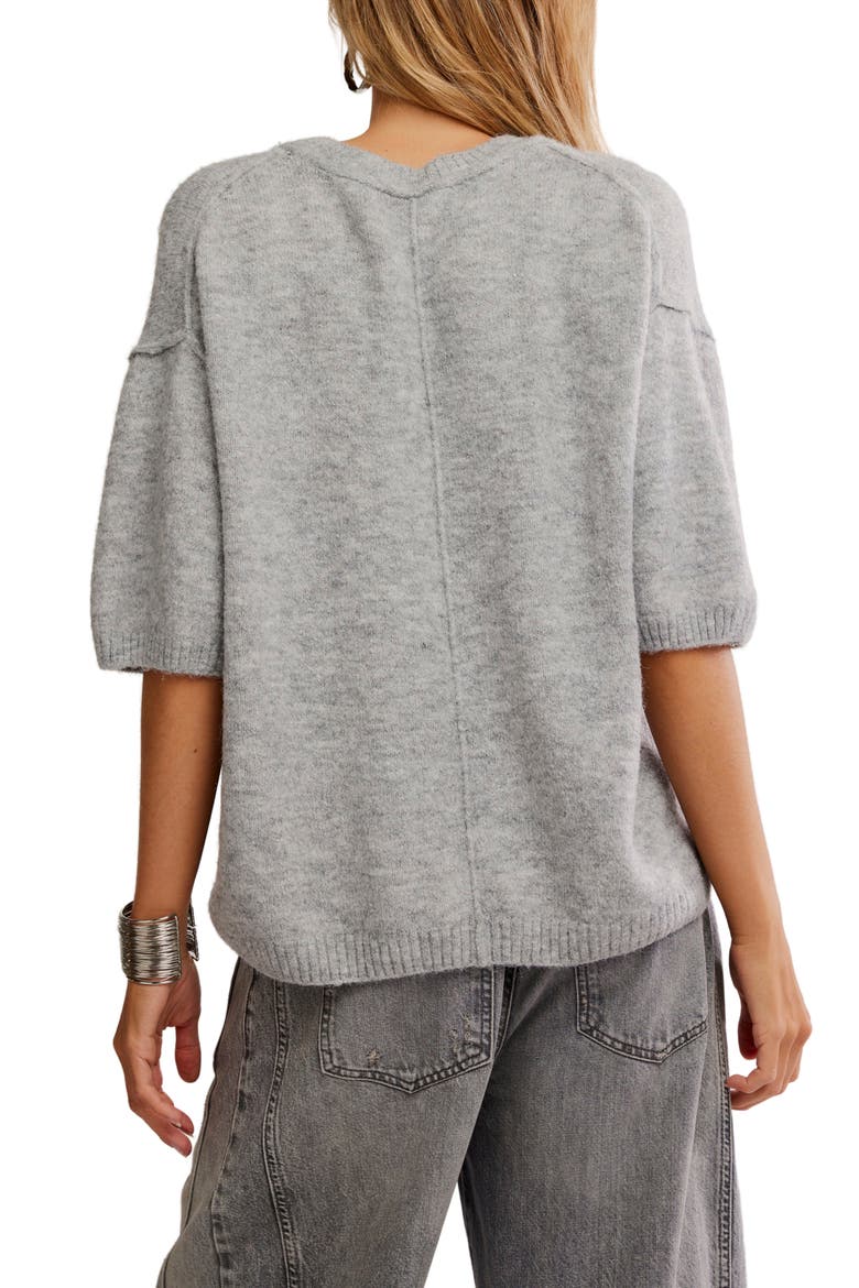 Margot Oversize Short Sleeve Sweater, Alternate, color, HEATHER GREY/DNU