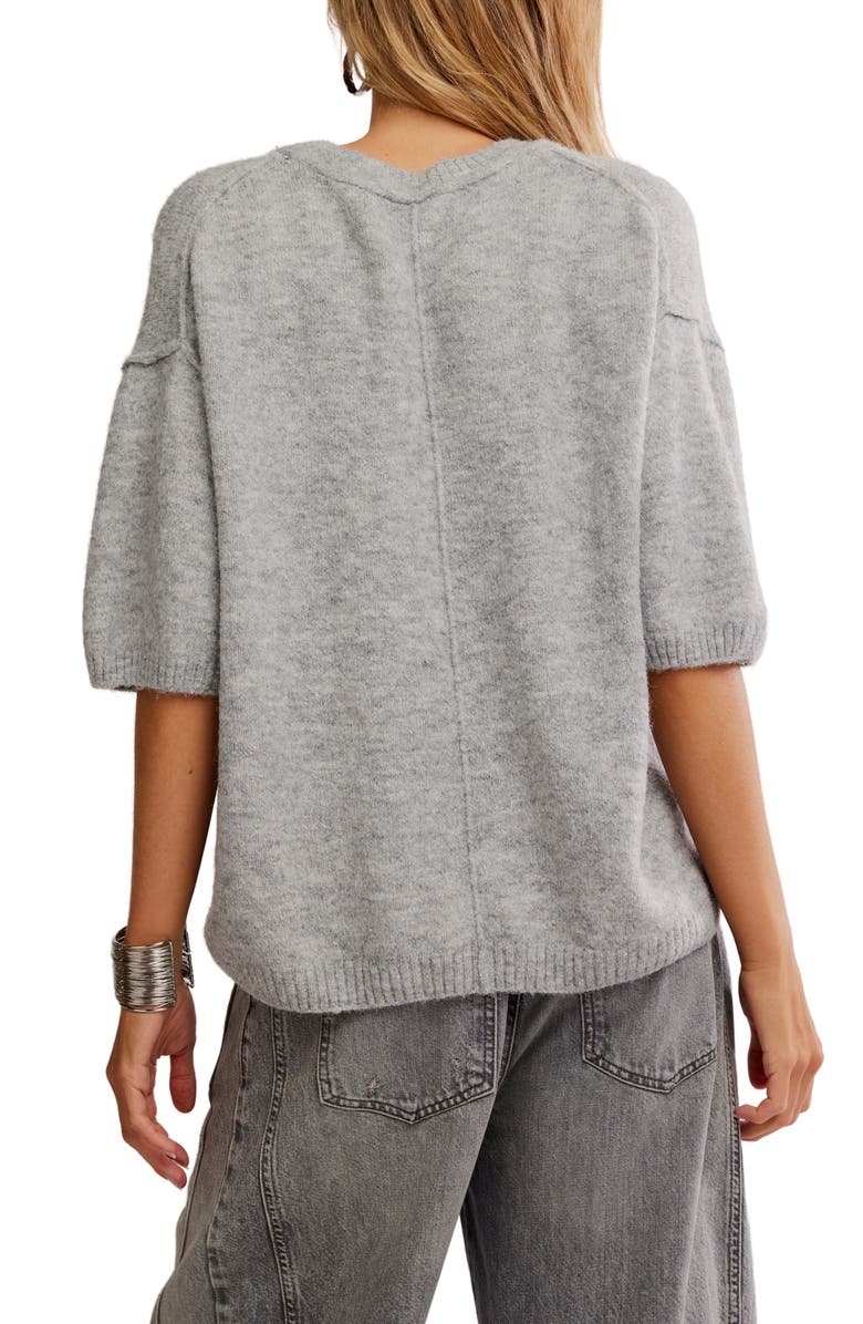 Free People Margot Oversize Short Sleeve Sweater, Alternate, color, Heather Grey