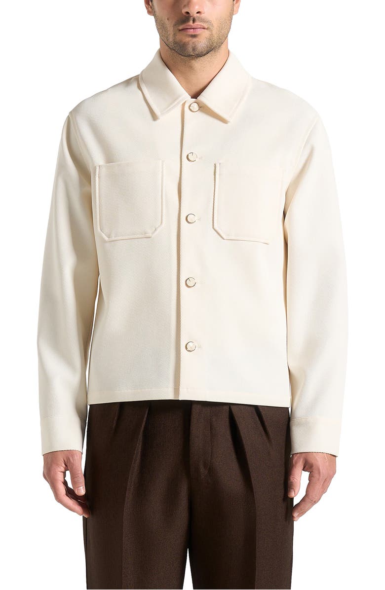 Manière De Voir Benoit Twill Cropped Shirt, Alternate, color, Cream