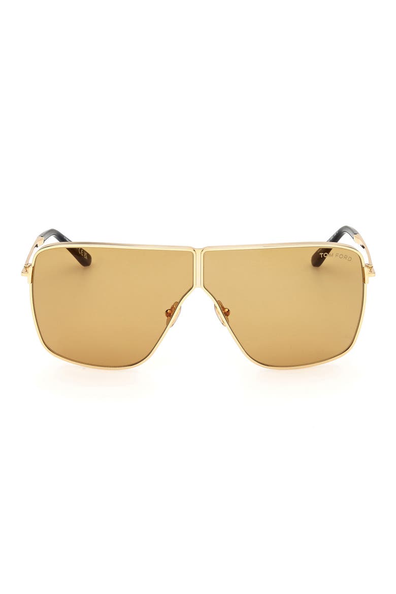 Huxley 68mm Oversize Navigator Sunglasses, Main, color, SHINY DEEP GOLD / BROWN