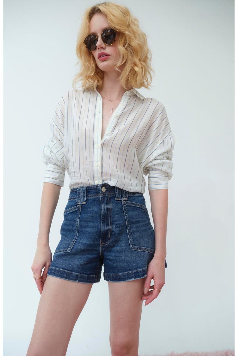 Valley Girl High Waist Denim Shorts, Alternate, color, MANHATTAN