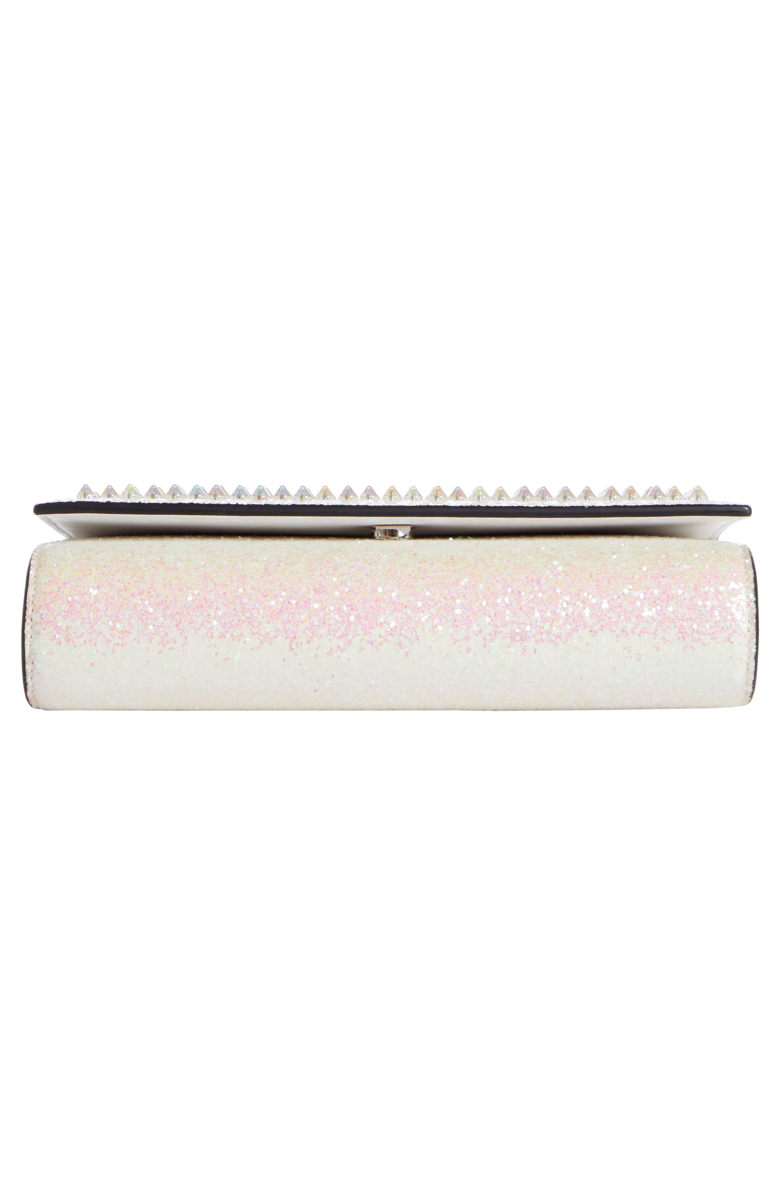 Christian Louboutin Paloma Glitter Spike Leather Clutch, Alternate, color, 