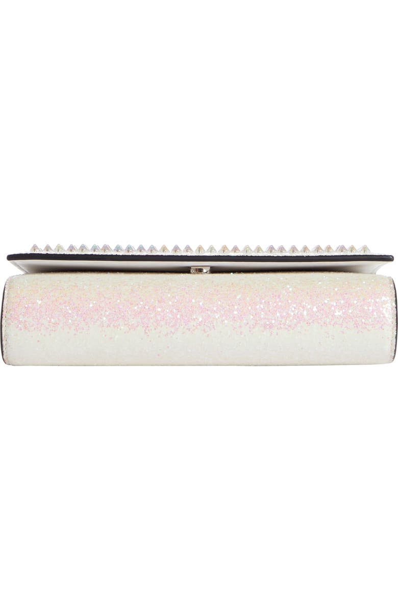 Christian Louboutin Paloma Glitter Spike Leather Clutch, Alternate, color,