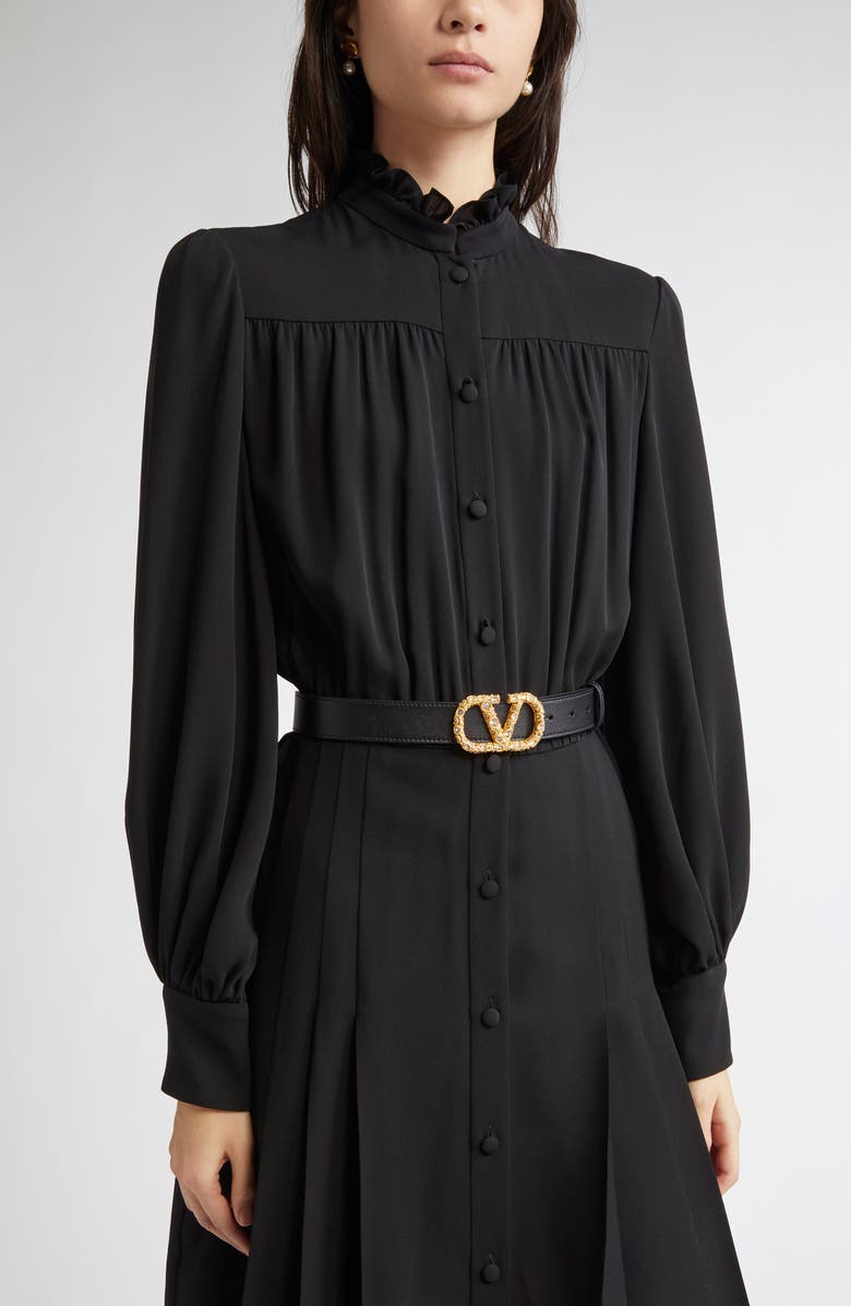 Valentino Garavani Long Sleeve Silk Georgette Shirtdress, Alternate, color, 