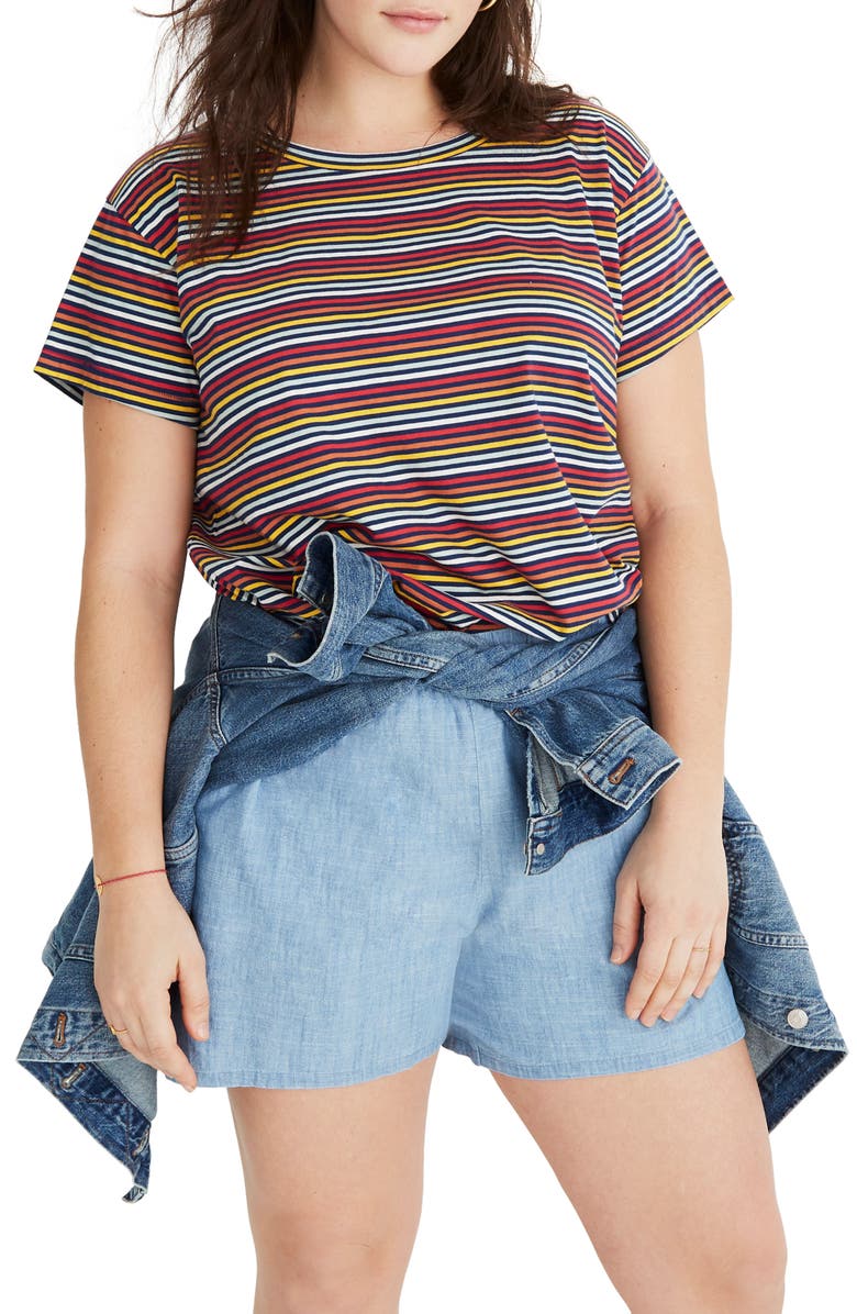 Madewell Rainbow Stripe Ex-Boyfriend Tee, Alternate, color,