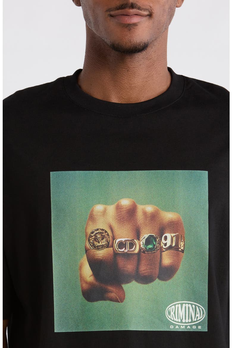 Fist of Gold Crewneck T-Shirt, Alternate, color, BLACK