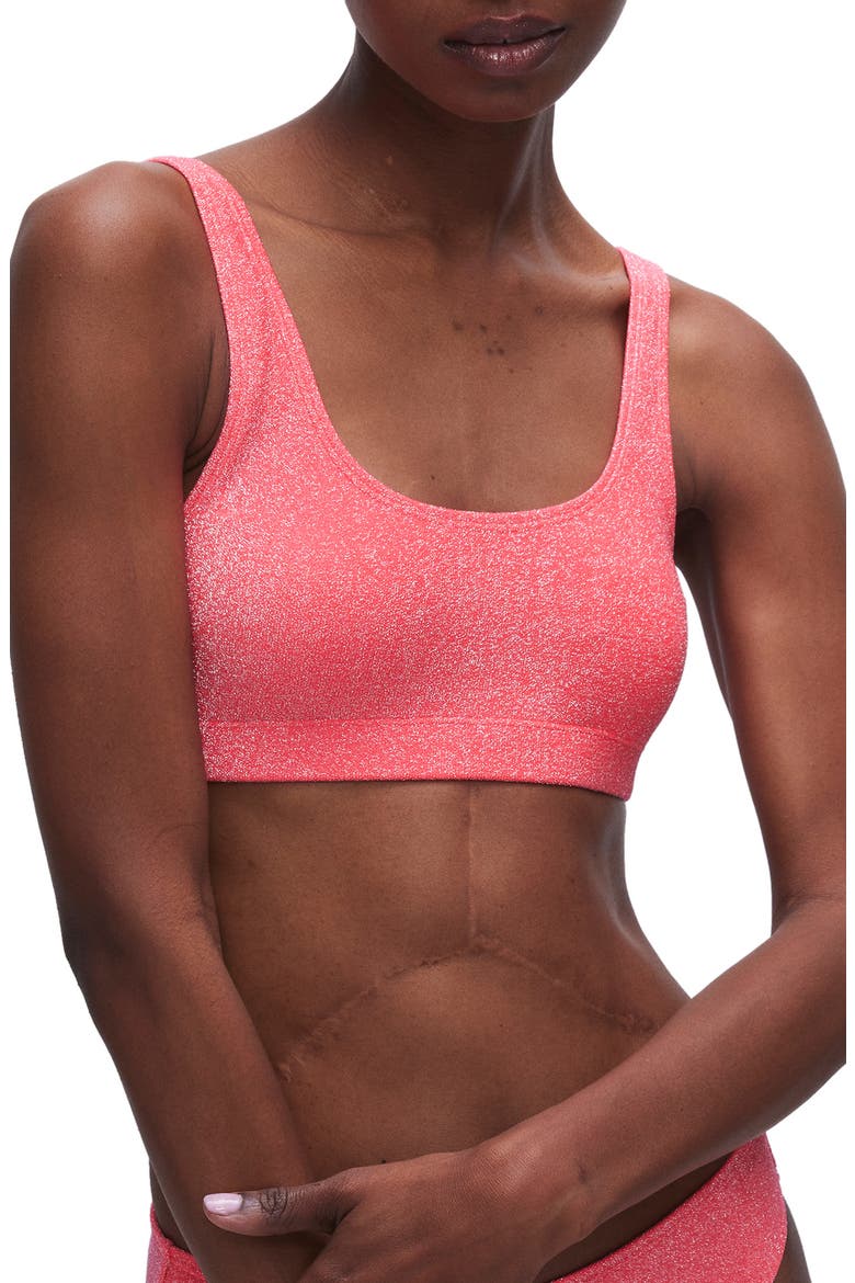 Sparkle Metallic Bikini Top, Main, color, FIERY CORAL 002