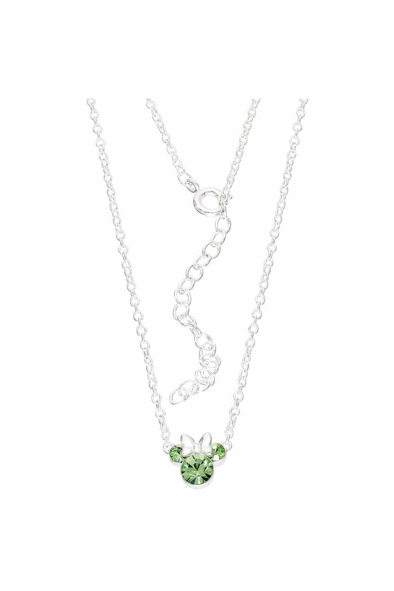 Minnie Mouse Birthstone Silver Plated Necklace, Alternate, color, Light Green