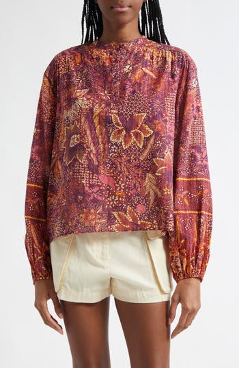 Ulla Johnson Harlowe Floral Long Sleeve Cotton Blend Top In Multi