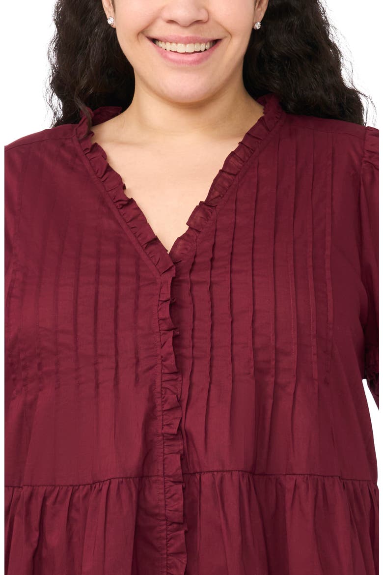 Pintuck Tiered Cotton Dress, Alternate, color, WINDSOR WINE