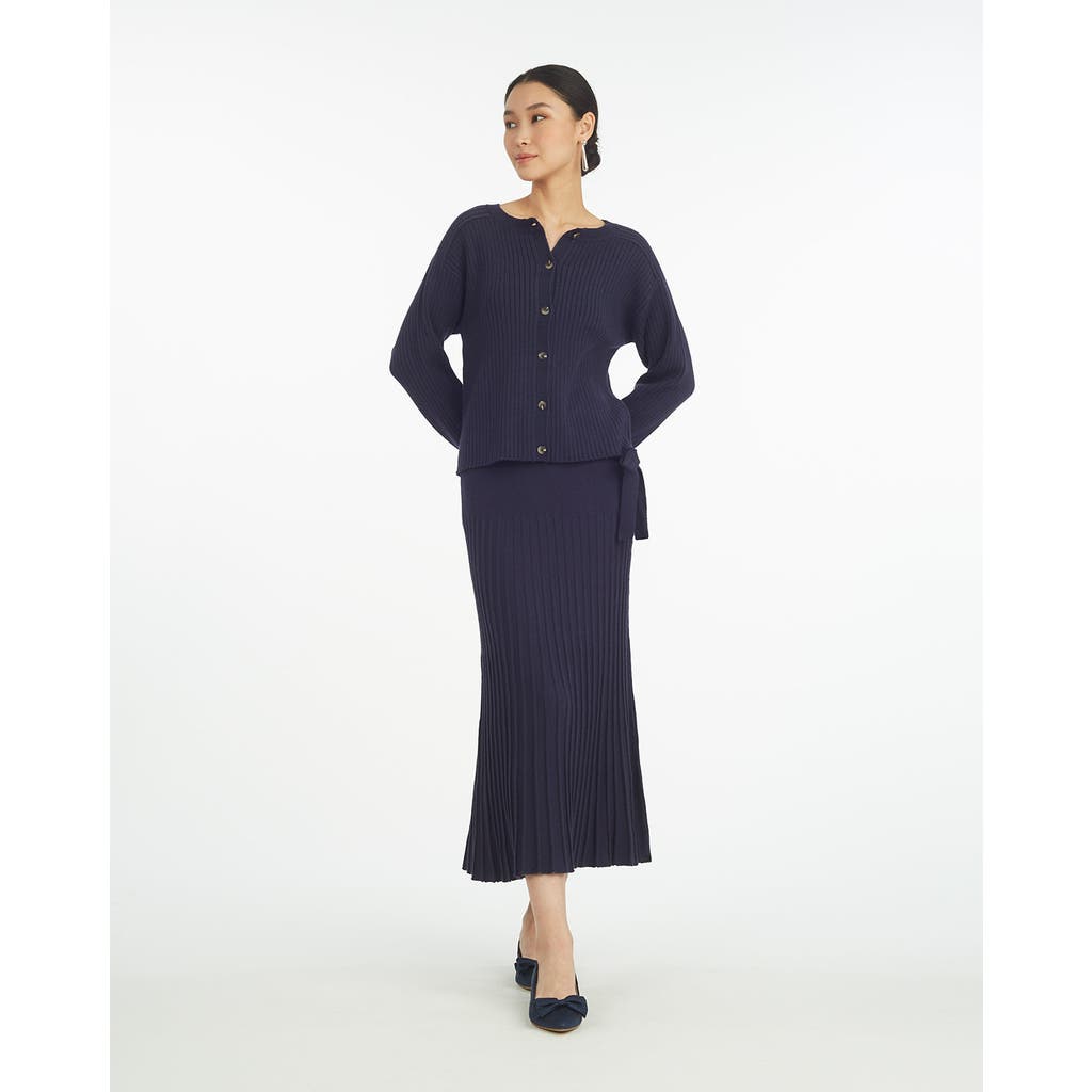 Draper James Luxe Pleated Maxi Skirt In Blue